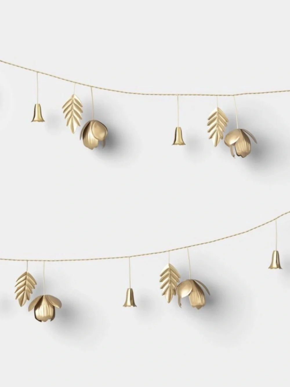 Gold Floral and Bell Metal Botanical Garland - Threshold™